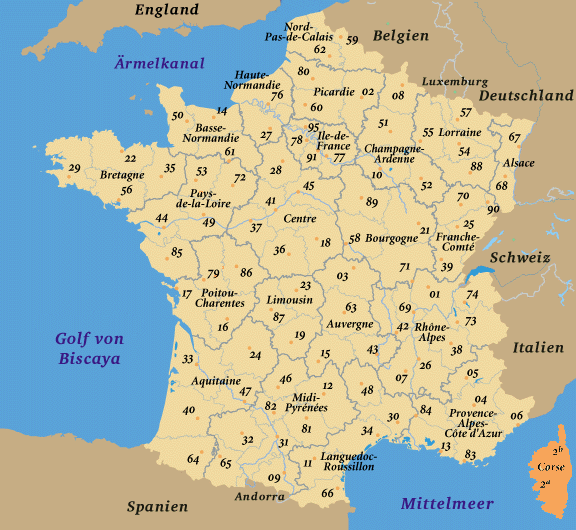 Frankreich, Landkarte Korsika