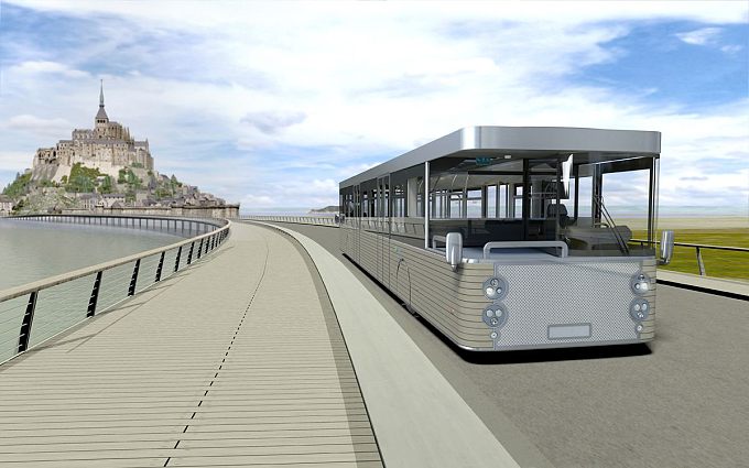 Frankreich, Mont-Saint-Michel neue Brücke und neue Shuttles © Yellow Design Imagence MGDesign